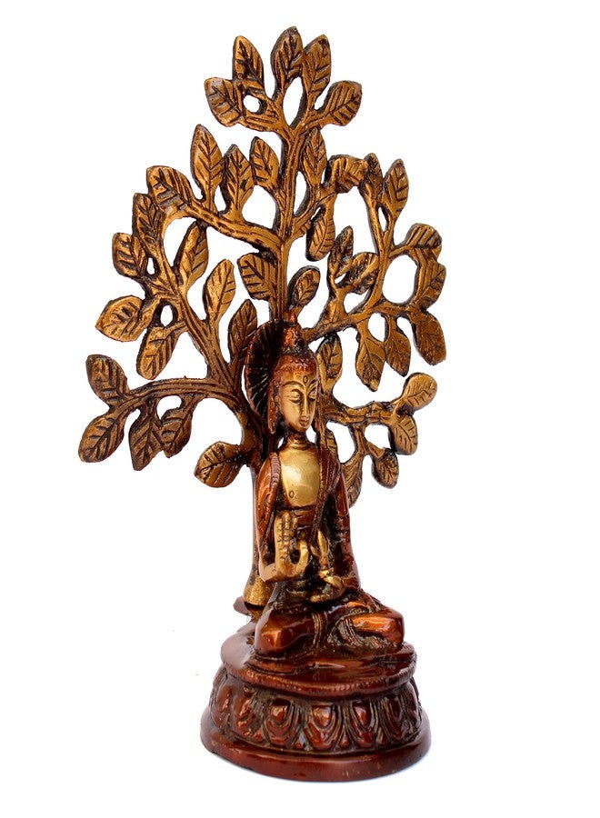 ESPLANADE Meditating Buddha with Nirvana Bodhi Tree Samadhi Showpiece Statue Sculpture Figurine Home Decor | Brass - Brown - 7" Inches - Image 5